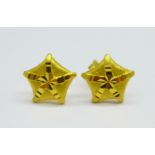 A pair of 22ct gold earrings, the fasteners marked 916, 2.4g