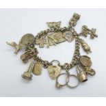 A silver charm bracelet, each link marked, 59g