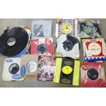 A collection of of 7" vinyl singles including rock 'n' roll, jazz, etc., and rock 'n' roll 78rpm