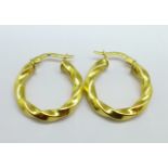 A pair of 18ct gold earrings, marked 750, 3.4g