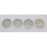 Four George V silver half crowns, 1915, 1916, 1917 and 1918