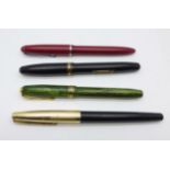 Two fountain pens with 14ct gold nibs, Conway Stewart 36 in green and Waterman's 515 in black and