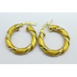 A pair of 18ct gold hoop earrings, marked 750, 5.7g