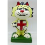 Lorna Bailey Pottery, ?England Football Cat?, 15cm, signed on the base