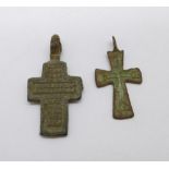 Two bronze Viking crosses, found in Russia