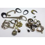 Assorted cut steel and tortoiseshell pique pieces, for repairs