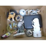 A Neapolitan figure, Pirelli tyre ashtray, cased cutlery, figures, etc. **PLEASE NOTE THIS LOT IS