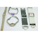 Five lady's wristwatches, Raymond Weil, Caravelle, two Sekonda Seksy and Storm