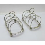 A pair of Victorian silver toast racks, Henry Wilkinson & Co., London 1894, 130g