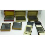 Five boxes of lantern slides, glass negatives and two folders and other loose negatives, Victorian