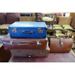 Three suitcases & Gladstone bag