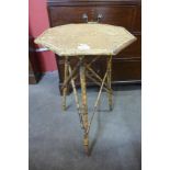 A Victorian bamboo octagonal occasional table