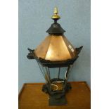 A cast iron and copper street lantern