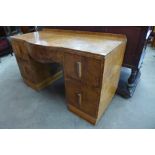 An Art Deco burr walnut desk