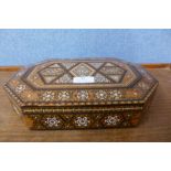 A Moorish inlaid hardwood octagonal box