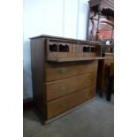 A 19th Century Anglo-Indian teak military campaign secretaire chest, 105cms h, 112cms w, 45cms d