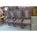 A set of eight 17th Century style carved mahogany bergere chairs