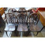 A set of six late 19th/early 20th Century elm and beech Windsor kitchen chairs