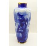 A Royal Doulton blue and white vase, 19cm