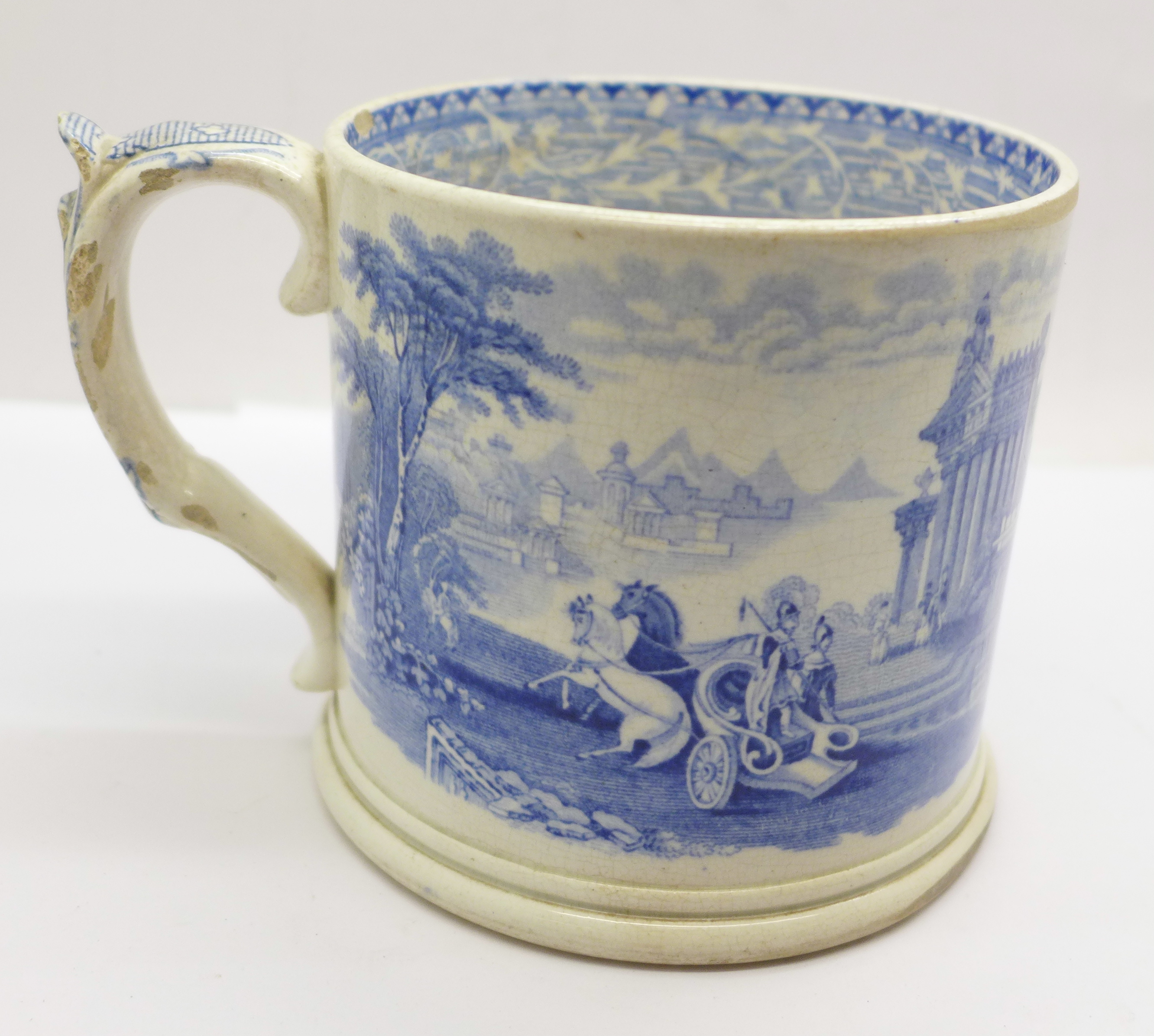 A 19th Century blue and white frog mug, a/f, (hairline crack) - Bild 3 aus 6
