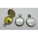 A silver top-wind pocket watch, a full hunter pocket watch and one other, a/f