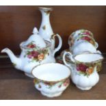 A Royal Albert Old Country Roses tea for two teaset