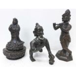 Three Indian and South East Asian bronze figures, tallest 17cm