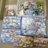 Three boxes of Lego City 60141, 60139 and 60138, three Lego Ninja Movie, 70609, 70607 and 70606 with