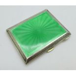 A silver and enamelled cigarette case, Birmingham 1927