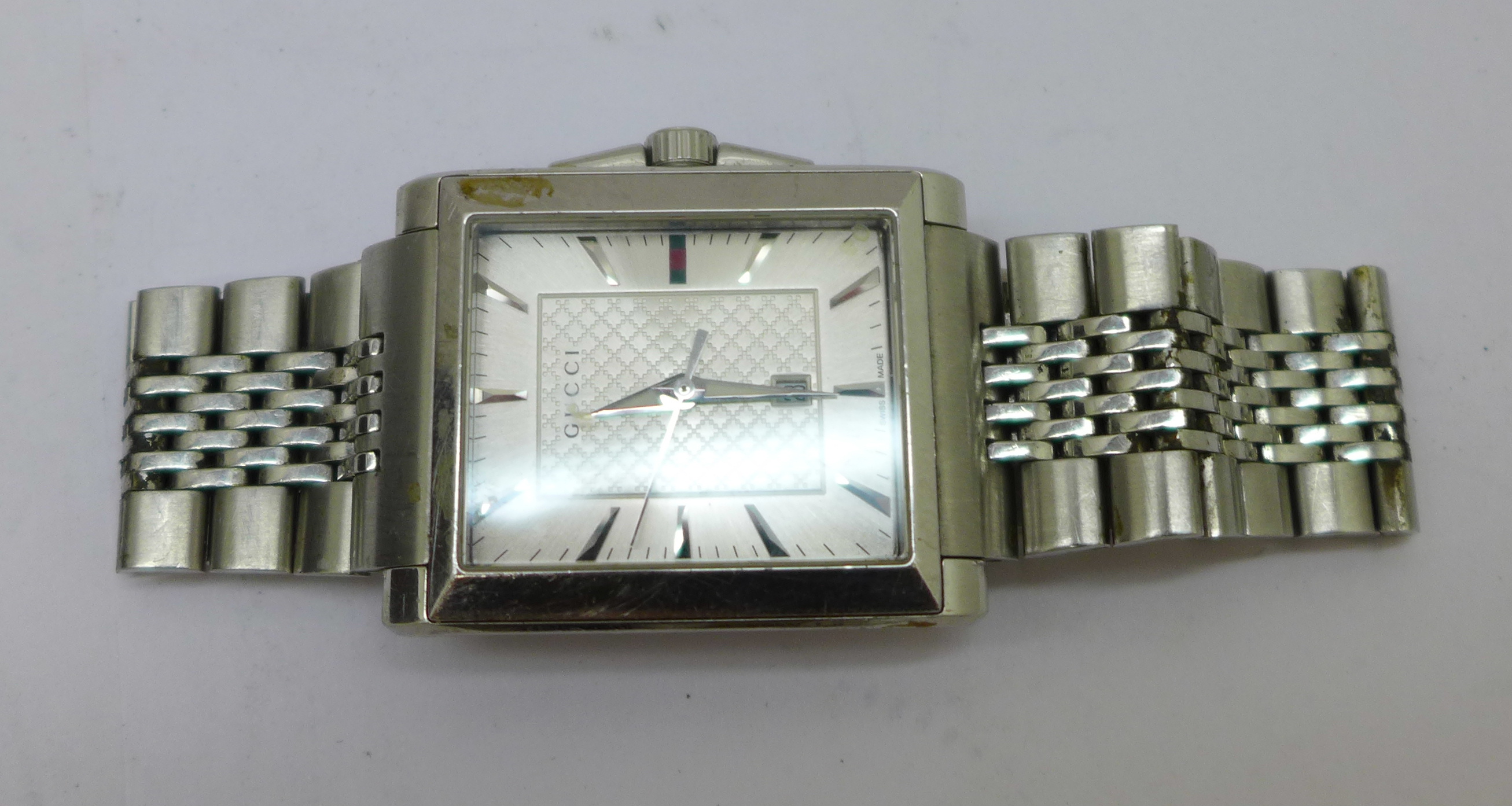 A Gucci wristwatch, with box, a/f, scratched - Bild 5 aus 8