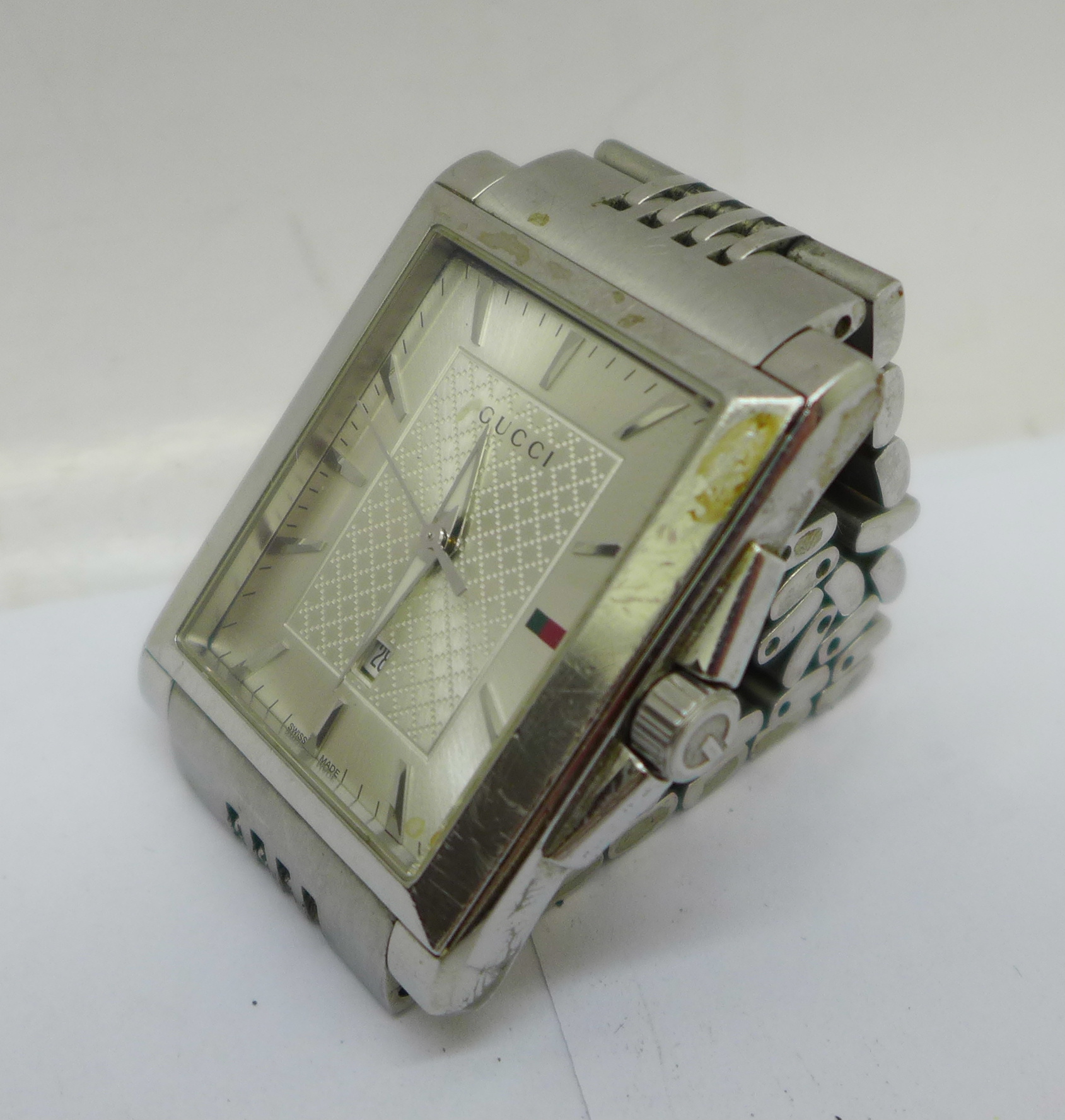 A Gucci wristwatch, with box, a/f, scratched - Bild 3 aus 8