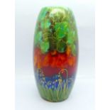 Anita Harris Studio Pottery, Skittle Vase in the Bluebell Wood Design, 18cm, factory marks on the