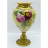 A Royal Worcester vase hand decorated with roses, signed E Spilsbury, 1901 date mark, 14.5cm