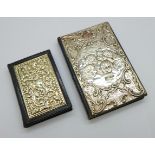 Two silver covered books including an address book decorated with Reynolds angels, address book 78mm