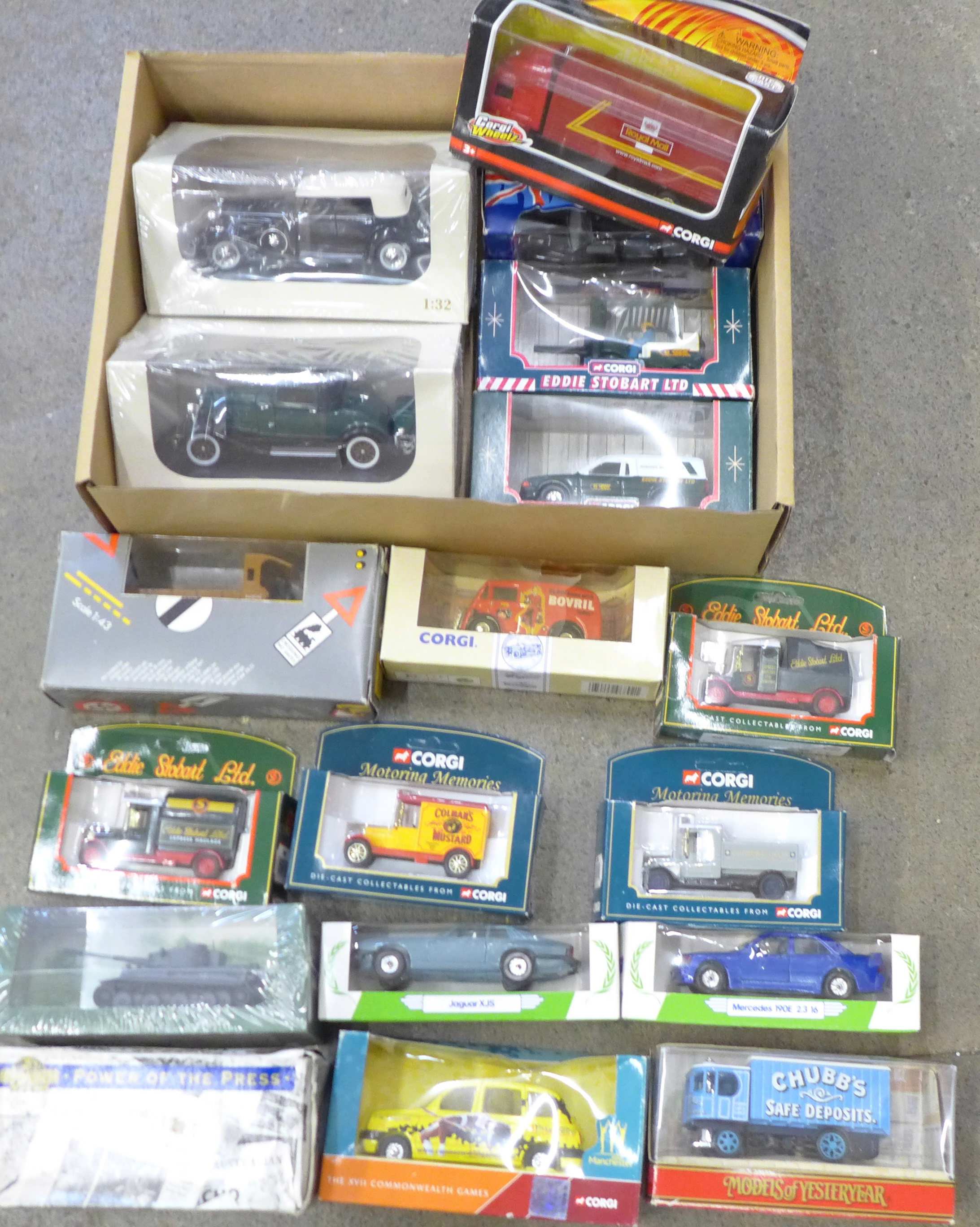 A collection of seventeen Corgi die-cast model vehicles, boxed