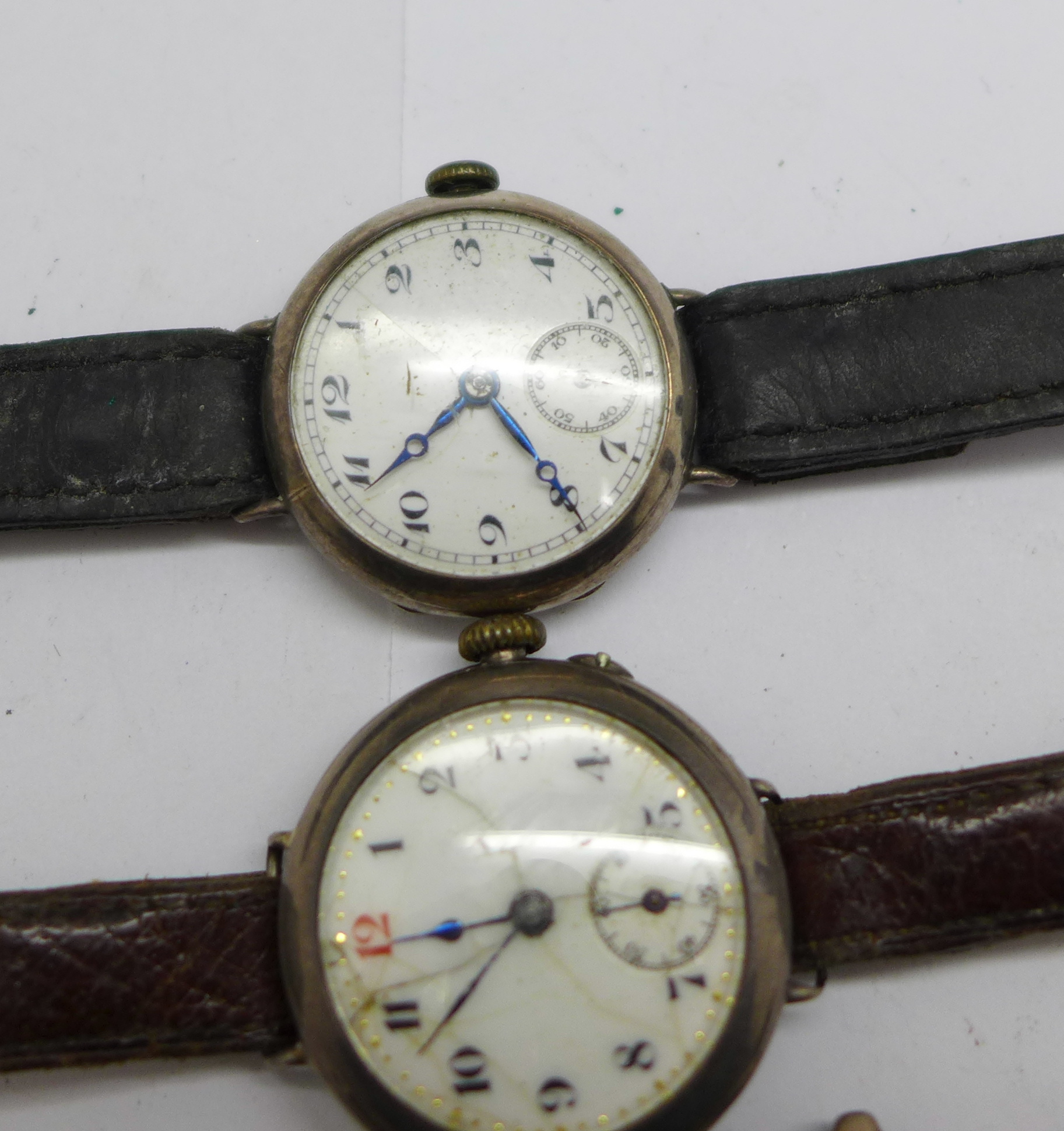 Four silver cased wristwatches, one Bernex and one with Sheerness Dockyard related inscription dated - Bild 4 aus 5