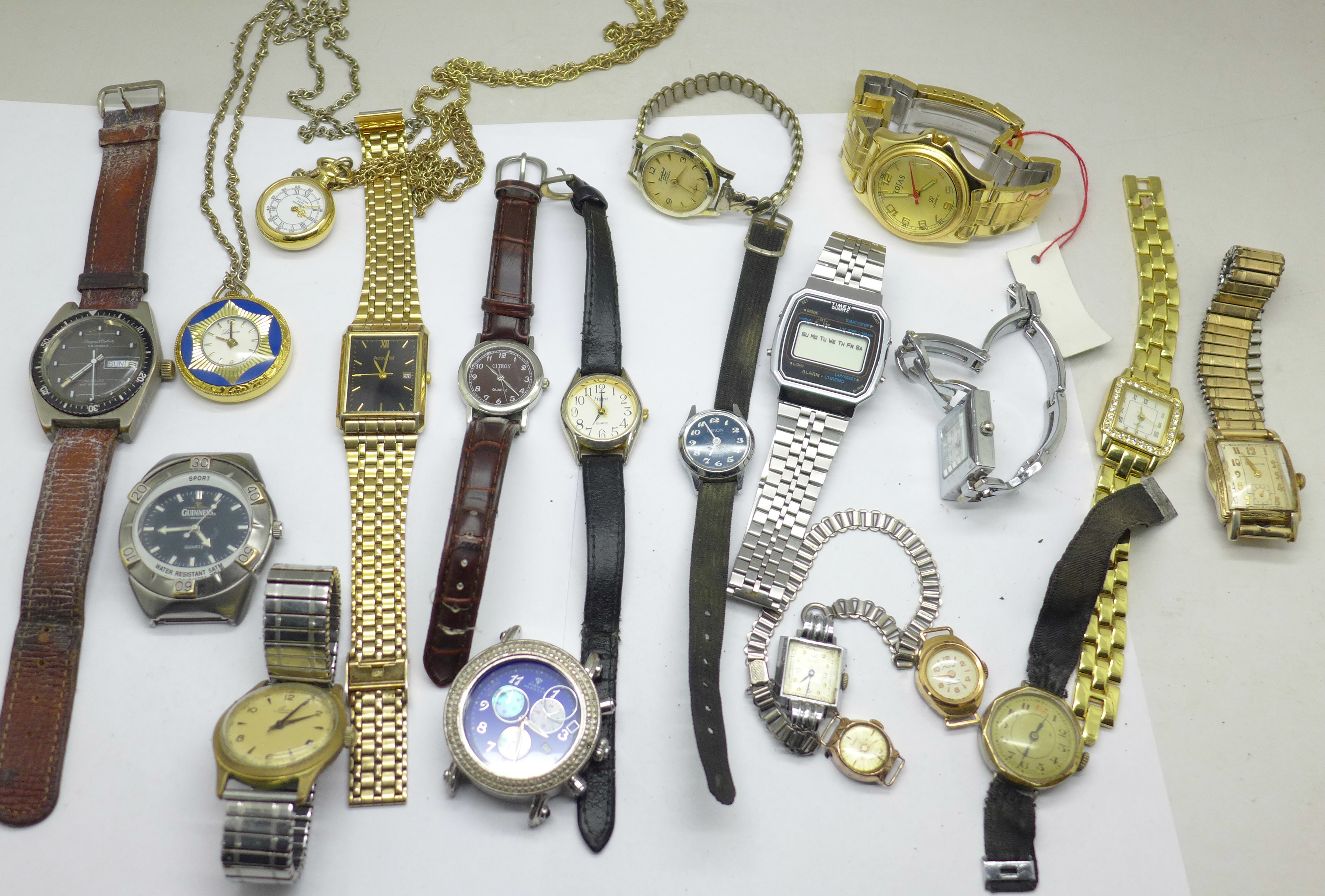 A collection of watches including Art Deco Bulova and Jaquet Cobur