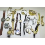 A collection of watches including Art Deco Bulova and Jaquet Cobur