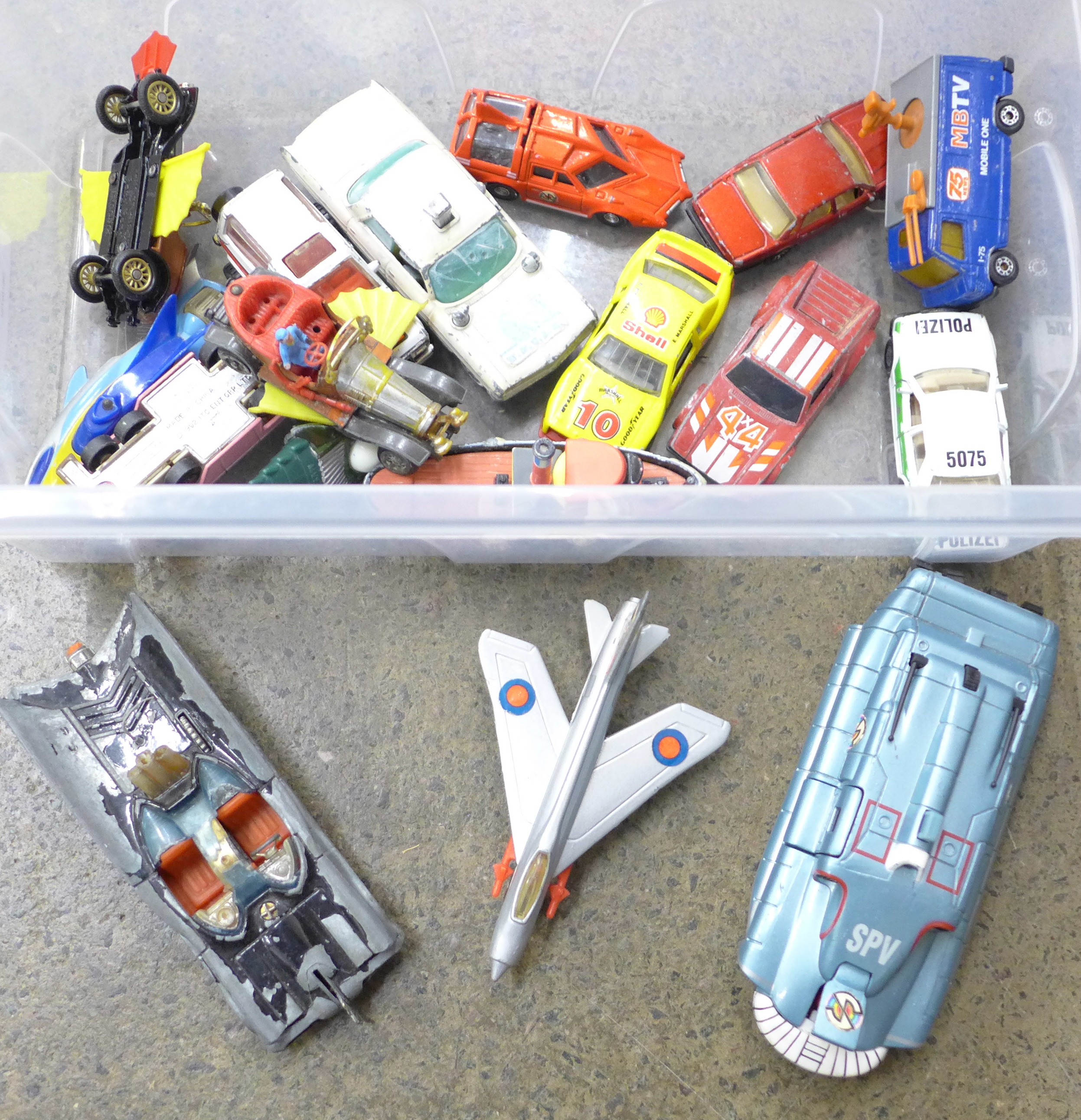 Die-cast model vehicles, Stingray, Captain Scarlet, Chitty Chitty Bang Bang, playworn, some a/f