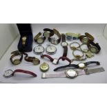 Wristwatches, a stop-watch and a pocket watch