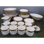 A Royal Worcester Prince Regent eight setting dinner service with cream and sugar, two oval dishes