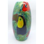 Anita Harris Art Pottery, Skittle Vase in the Toucan Design, 18cm, signed in gold on the base