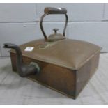 A large vintage square copper teapot