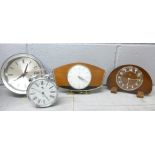 Two Metamec clocks and two Smiths clocks