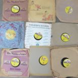 A collection of sixteen original Walt Disney 78 RPM records including Cinderella, Mickey Mouse, Snow