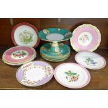 A 19th Century five piece dessert service, comprising a comport and four matching plates, one