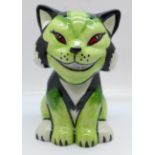 Lorna Bailey Pottery. ?Grouch the Cat?, H:12cms. Signed on the base