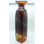 A Michael Harris (1933-1994), for Mdina Glass, tortoiseshell glass square bottle vase, 28cm