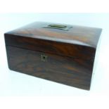 A mid 19th Century walnut veneered sewing box, lacking liner