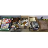 Radios, TV, equestrian rosettes, china and glass (four boxes) **PLEASE NOTE THIS LOT IS NOT ELIGIBLE
